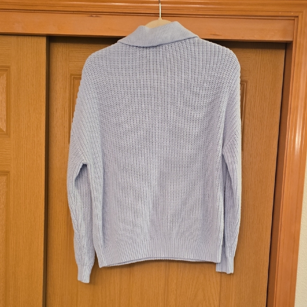 LOFT Crochet Yoke Collared V‑Neck Sweater - Picture 6 of 8